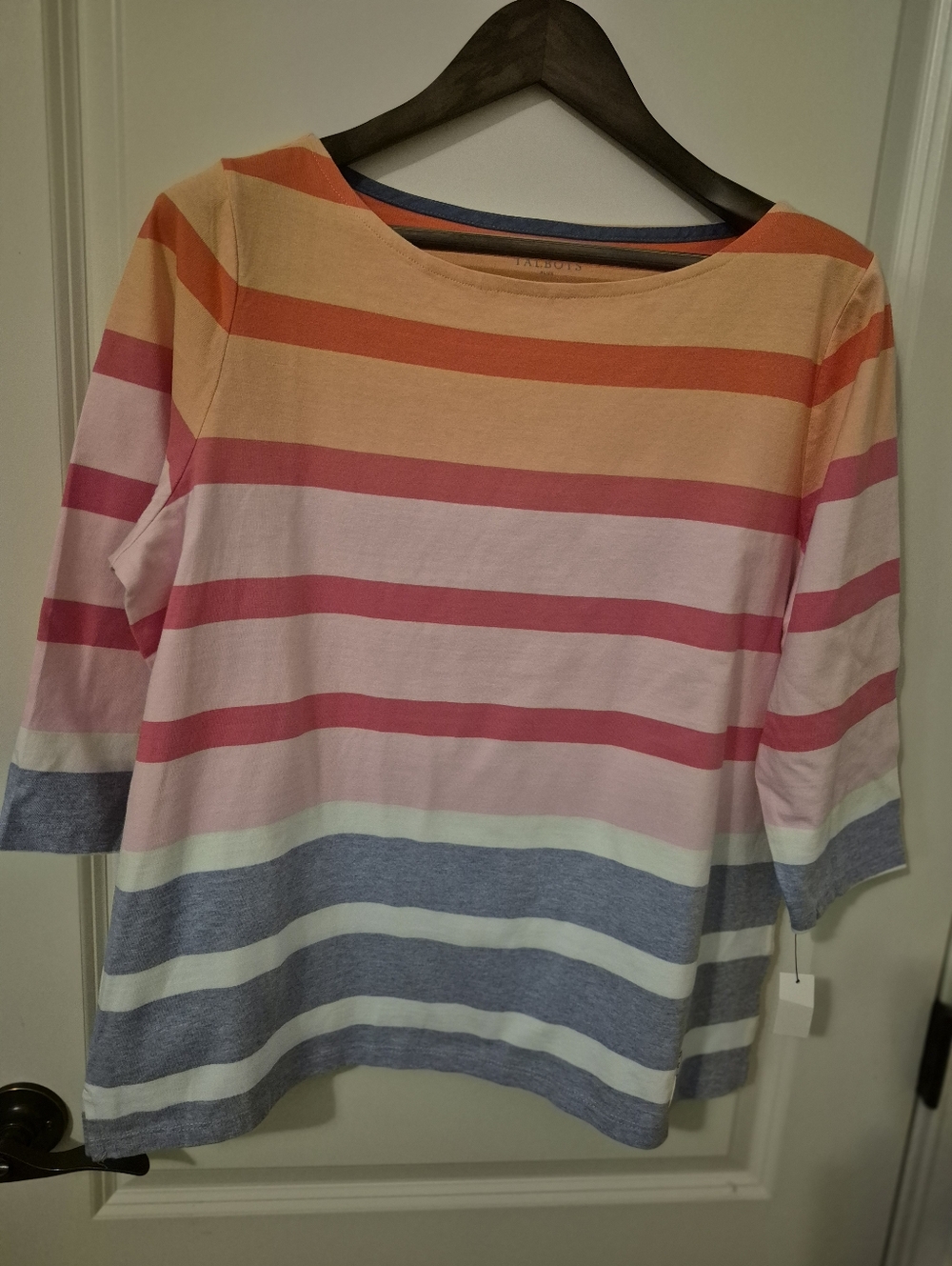 Talbots Light Blue & White Striped Knit Top